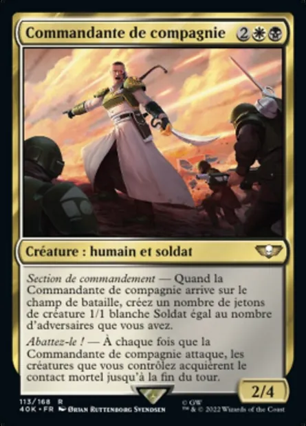 Commandante de compagnie, carte Magic 40K 113 — extension Warhammer 40,000 Commander
