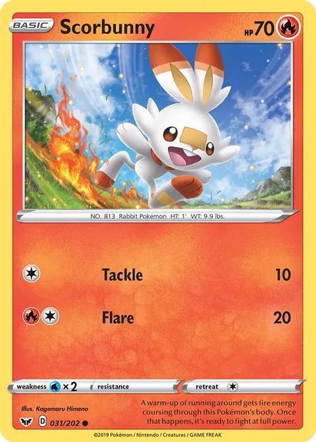 Scorbunny, Pokémon card SSH 31 — Sword & Shield set