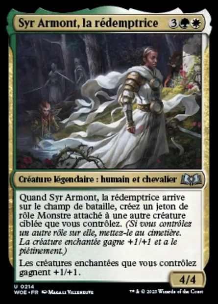 Syr Armont, la rédemptrice, carte Magic WOE 214 — extension Wilds of Eldraine