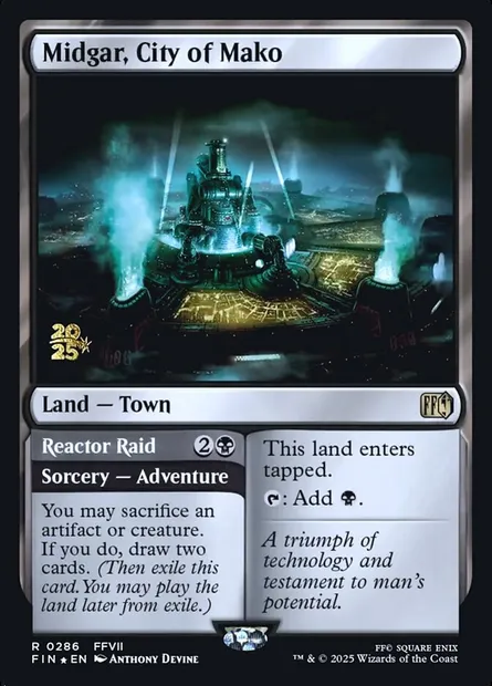 Midgar, la cité mako // Sabotage du réacteur mako, carte Magic PFIN 286s — extension Final Fantasy Promos