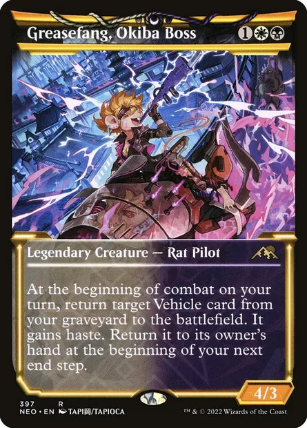Greasefang, Okiba Boss, Magic card NEO 397 — Kamigawa: Neon Dynasty set