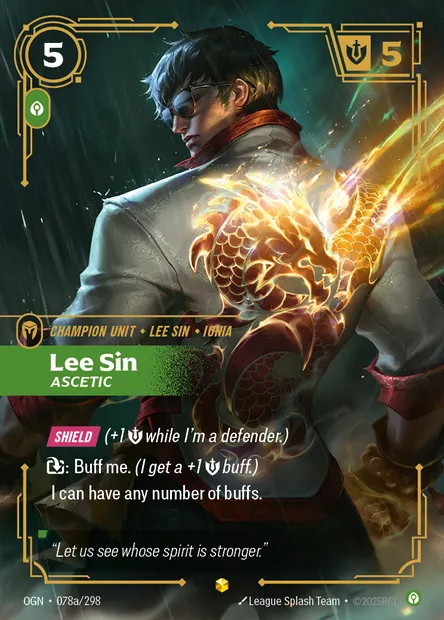 Lee Sin, Riftbound card OGN 078a — Origins set