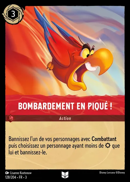 Bombardement en piqué !, carte Disney Lorcana CH3-128 — extension Les Terres d'Encres