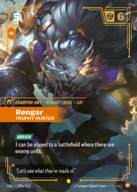 Rengar, Riftbound card UNL 120a — Unleashed set