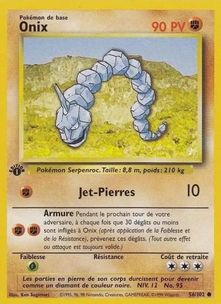 Onix, carte Pokémon BS 56 — extension Set de Base
