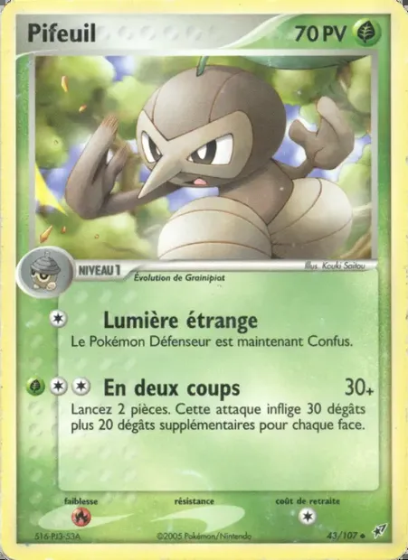 Pifeuil, carte Pokémon DX 43 — extension EX Deoxys