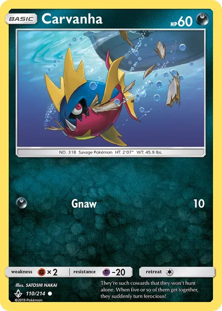 Carvanha, Pokémon card UNB 110 — Unbroken Bonds set