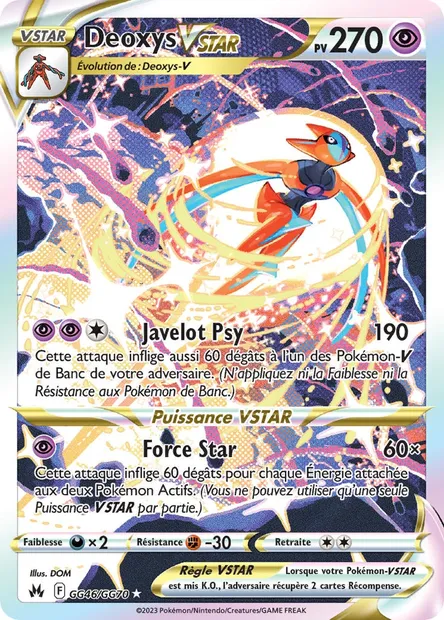 Deoxys VSTAR, carte Pokémon CRZ GG46 — extension Zénith Suprême