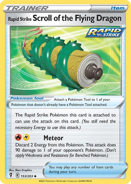 Rapid Strike Scroll of the Flying Dragon, Pokémon card EVS 153 — Evolving Skies set