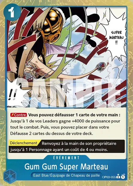 Gum Gum Super Marteau, carte One Piece OP03-055 — extension PILLARS OF STRENGTH