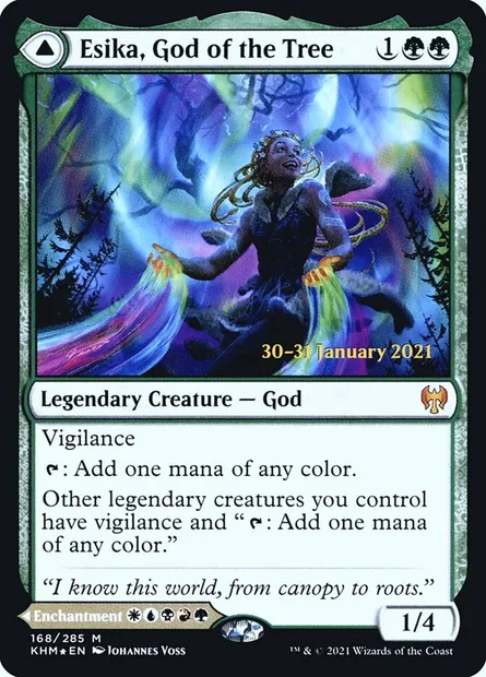 Esika, God of the Tree // The Prismatic Bridge, Magic card PKHM 168s — Kaldheim Promos set