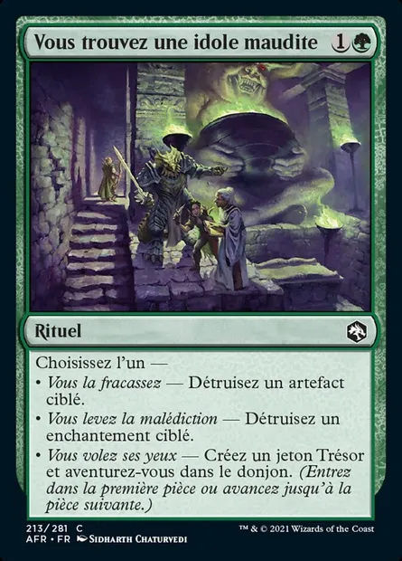 Vous trouvez une idole maudite, carte Magic AFR 213 — extension Forgotten Realms: Aventures dans les Royaumes Oubliés