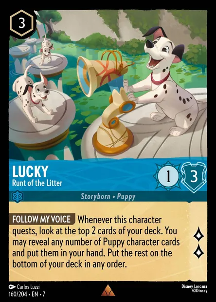 Lucky - Runt of the Litter, Disney Lorcana card CH7-160 — Archazia's Island set