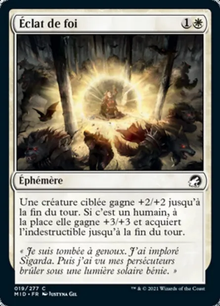 Éclat de foi, carte Magic MID 19 — extension Innistrad : chasse de minuit