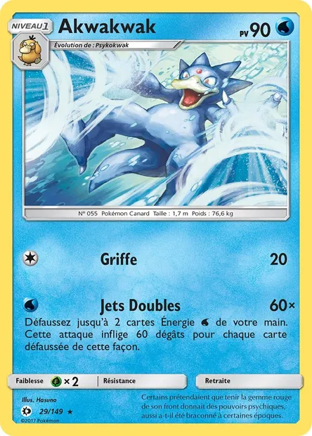Akwakwak, carte Pokémon SUM 29 — extension Soleil et Lune