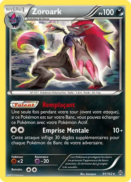 Zoroark, carte Pokémon BKT 91 — extension Impulsion Turbo