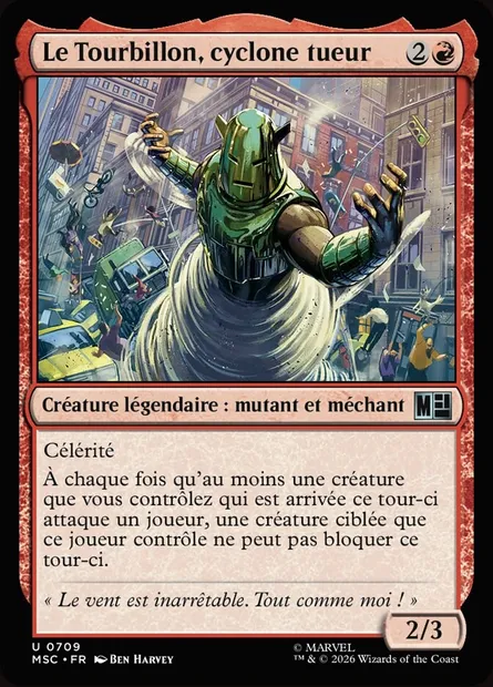 Le Tourbillon, cyclone tueur, carte Magic MSC 709 — extension Marvel Super Heroes Commander