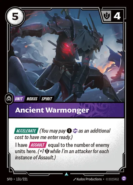 Ancient Warmonger, Riftbound card SFD 131 — Spiritforged set