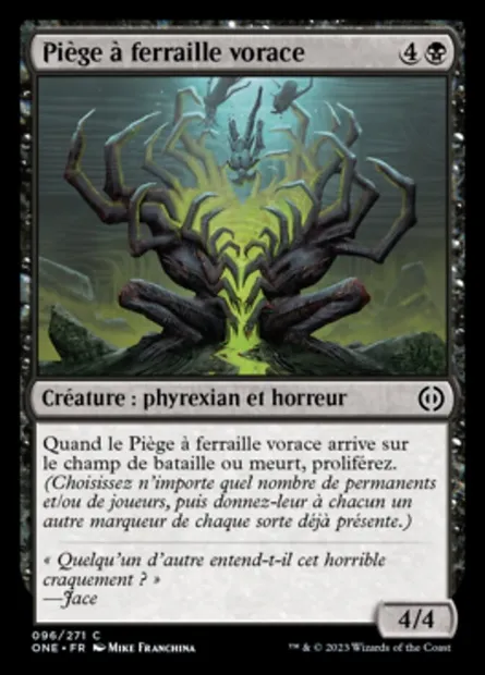 Piège à ferraille vorace, carte Magic ONE 96 — extension Tous Phyrexians