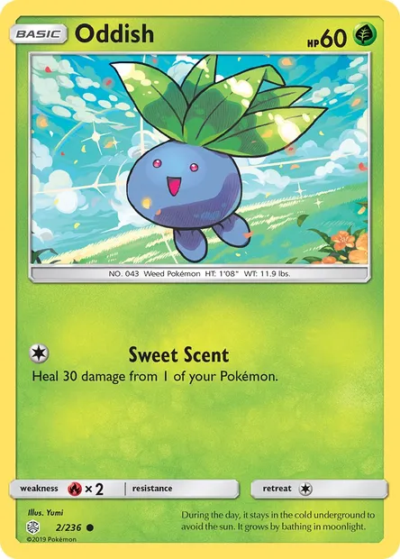 Oddish, Pokémon card CEC 2 — Cosmic Eclipse set