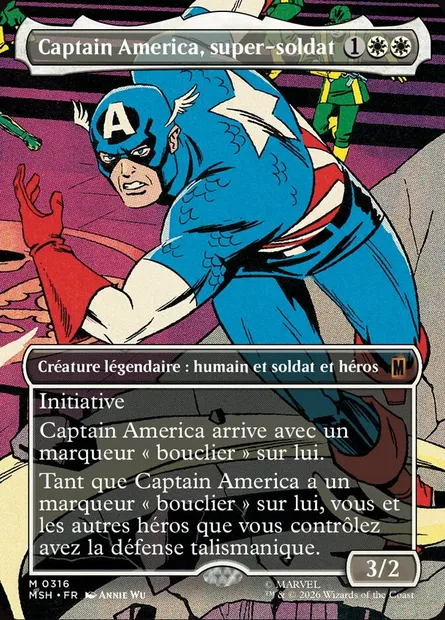 Captain America, super-soldat, carte Magic MSH 316 — extension Marvel Super Heroes