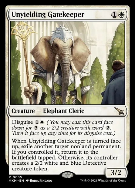 Unyielding Gatekeeper, Magic card MKM 35 — Murders at Karlov Manor set