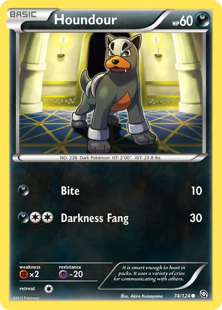 Houndour, Pokémon card DRX 74 — Dragons Exalted set