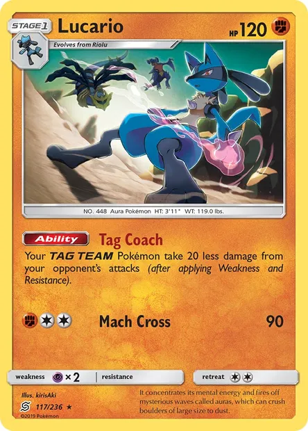 Lucario, Pokémon card UNM 117 — Unified Minds set