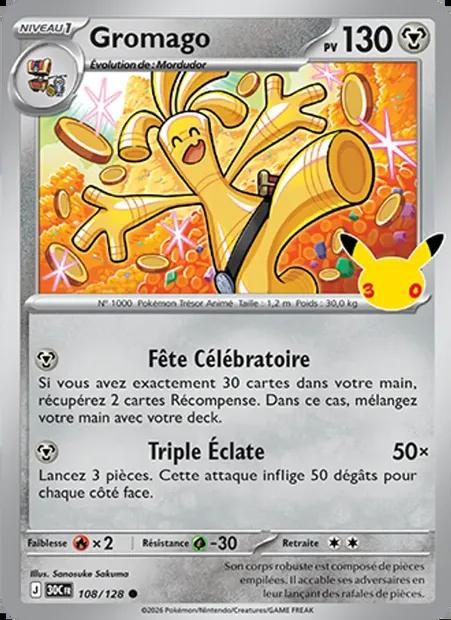 Gromago, carte Pokémon 30C 108 — extension 30ᵉ Anniversaire
