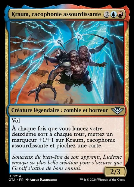 Kraum, cacophonie assourdissante, carte Magic OTJ 214 — extension Outlaws of Thunder Junction