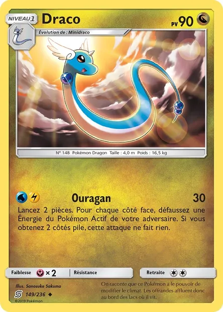 Draco, carte Pokémon UNM 149 — extension Harmonie des Esprits
