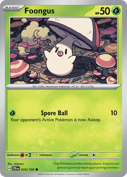 Foongus, Pokémon card JTG 010 — Journey Together set