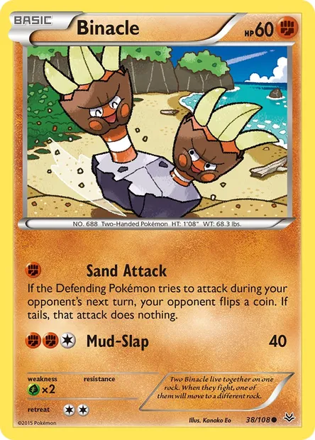 Binacle, Pokémon card ROS 38 — Roaring Skies set