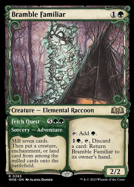 Bramble Familiar // Fetch Quest, Magic card WOE 283 — Wilds of Eldraine set