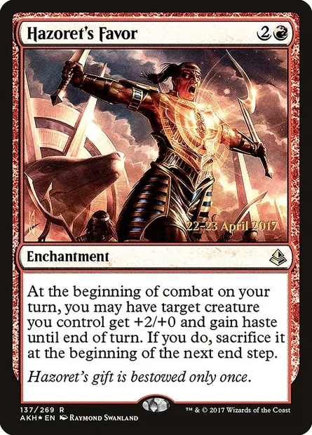 Faveur d'Hazoret, carte Magic PAKH 137s — extension Amonkhet Promos