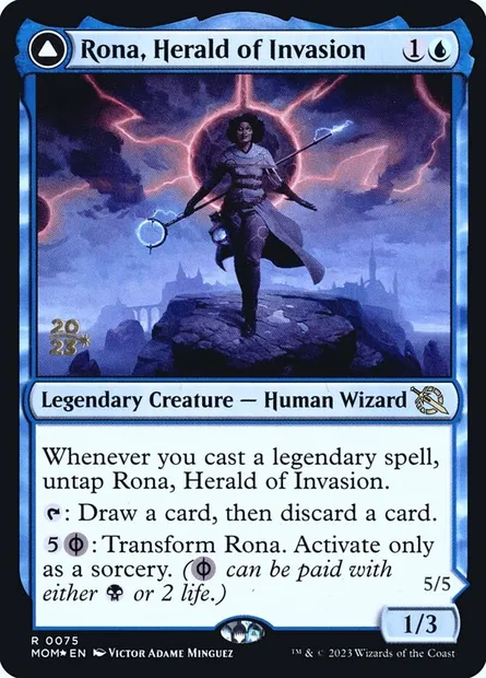 Rona, Herald of Invasion // Rona, Tolarian Obliterator, Magic card PMOM 75s — March of the Machine Promos set