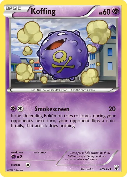 Koffing, Pokémon card PLS 57 — Plasma Storm set