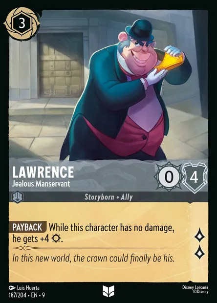 Lawrence - Jealous Manservant, Disney Lorcana card CH9-187 — Fabled set