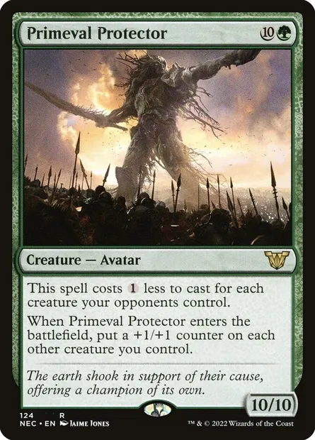 Primeval Protector, Magic card NEC 124 — Neon Dynasty Commander set