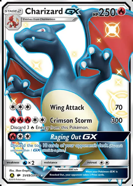 Charizard-GX, Pokémon card SMA SV49 — Hidden Fates Shiny Vault set