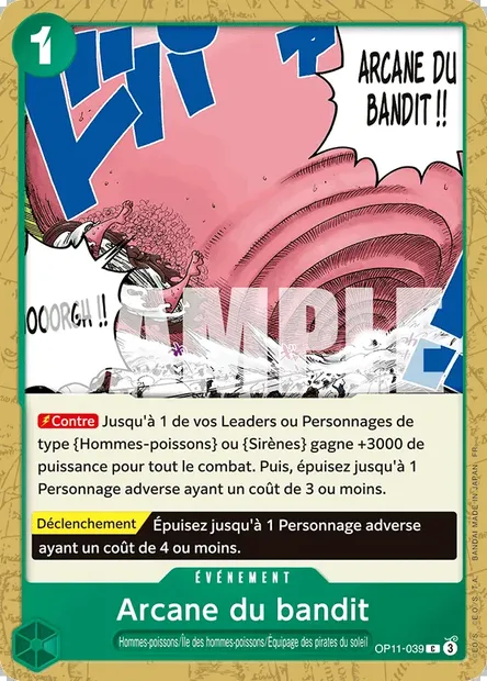 Arcane du bandit, carte One Piece OP11-039 — extension DES POINGS VIFS COMME L'ÉCLAIR