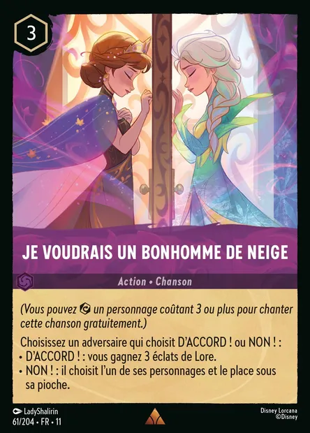 Je voudrais un bonhomme de neige, carte Disney Lorcana CH11-061 — extension Givresort