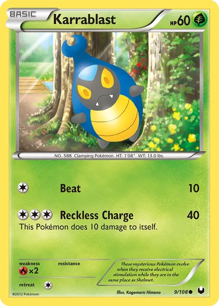 Karrablast, Pokémon card DEX 9 — Dark Explorers set