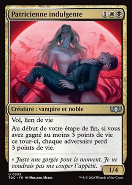 Patricienne indulgente, carte Magic TDC 292 — extension Tarkir: Dragonstorm Commander