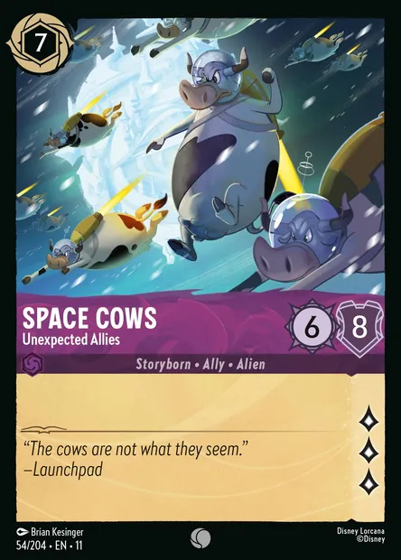 Space Cows - Unexpected Allies, Disney Lorcana card CH11-054 — Winterspell set