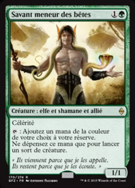 Savant meneur des bêtes, carte Magic BFZ 170 — extension La bataille de Zendikar