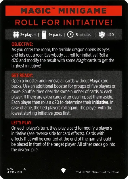 Roll for Initiative // Roll for Initiative (cont'd), carte Magic MAFR 5 — extension Adventures in the Forgotten Realms Minigames