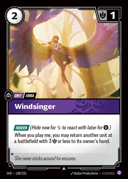 Windsinger, Riftbound card SFD 138 — Spiritforged set