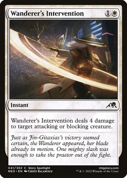 Wanderer's Intervention, Magic card NEO 41 — Kamigawa: Neon Dynasty set
