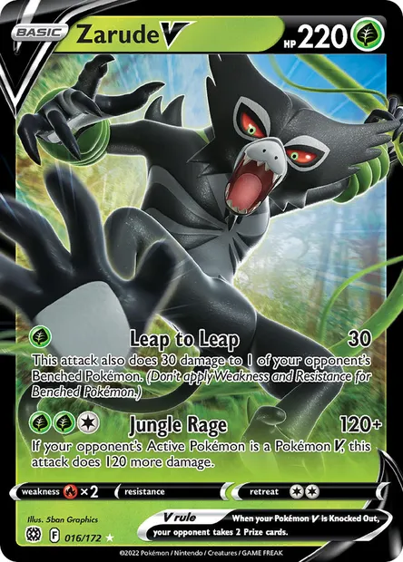 Zarude V, Pokémon card BRS 016 — Brilliant Stars set